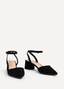 Linzi Suzy Wide Fit Black Faux Suede Court Heel