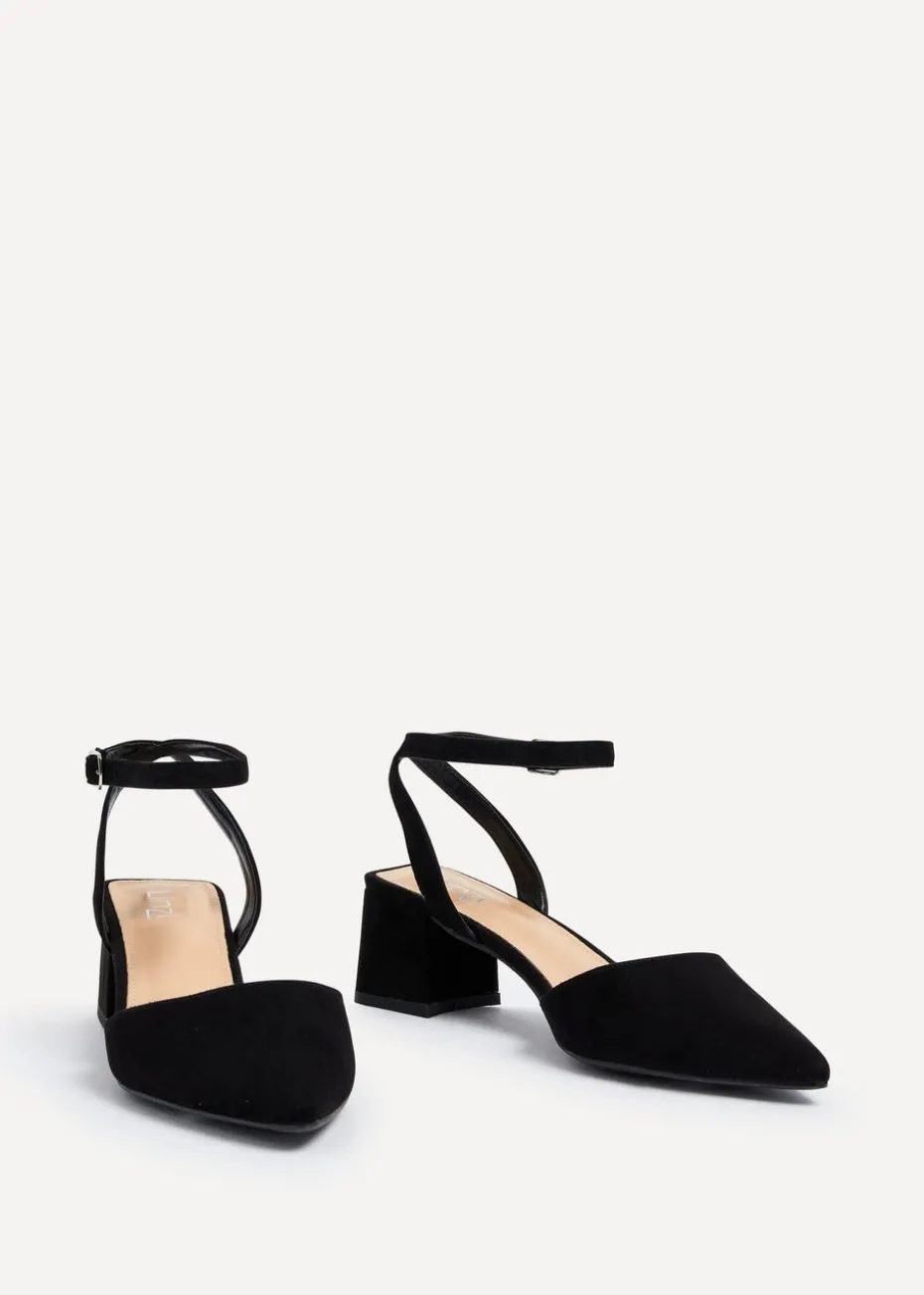 Linzi Suzy Wide Fit Black Faux Suede Court Heel