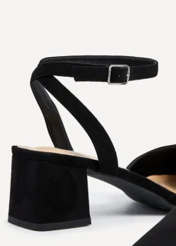 Linzi Suzy Wide Fit Black Faux Suede Court Heel