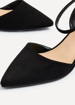 Linzi Suzy Wide Fit Black Faux Suede Court Heel