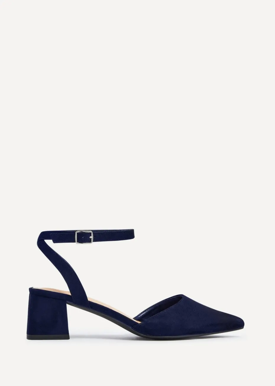 Linzi Suzy Wide Fit Navy Faux Suede Court Heel