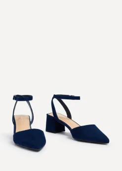 Linzi Suzy Wide Fit Navy Faux Suede Court Heel