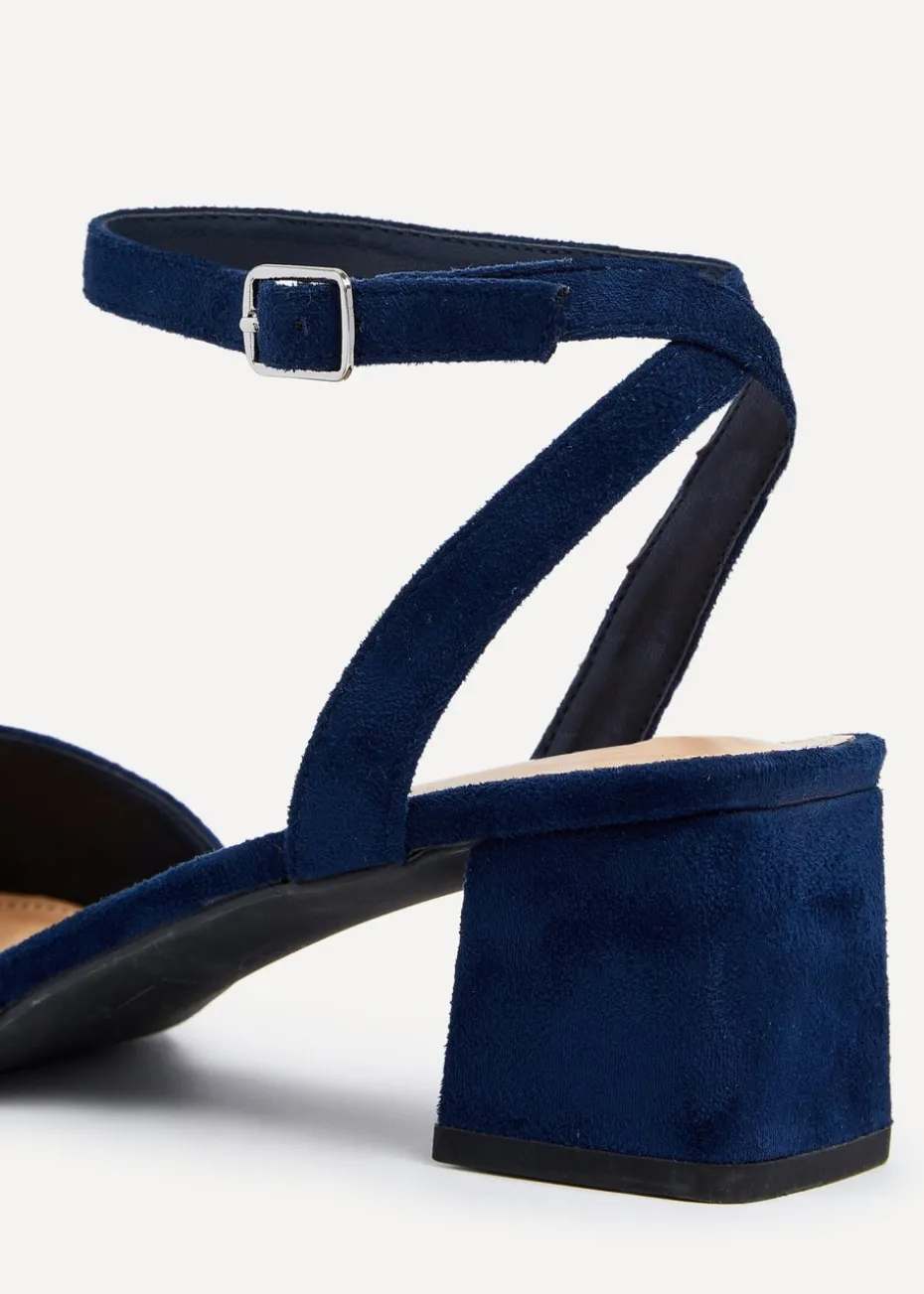 Linzi Suzy Wide Fit Navy Faux Suede Court Heel