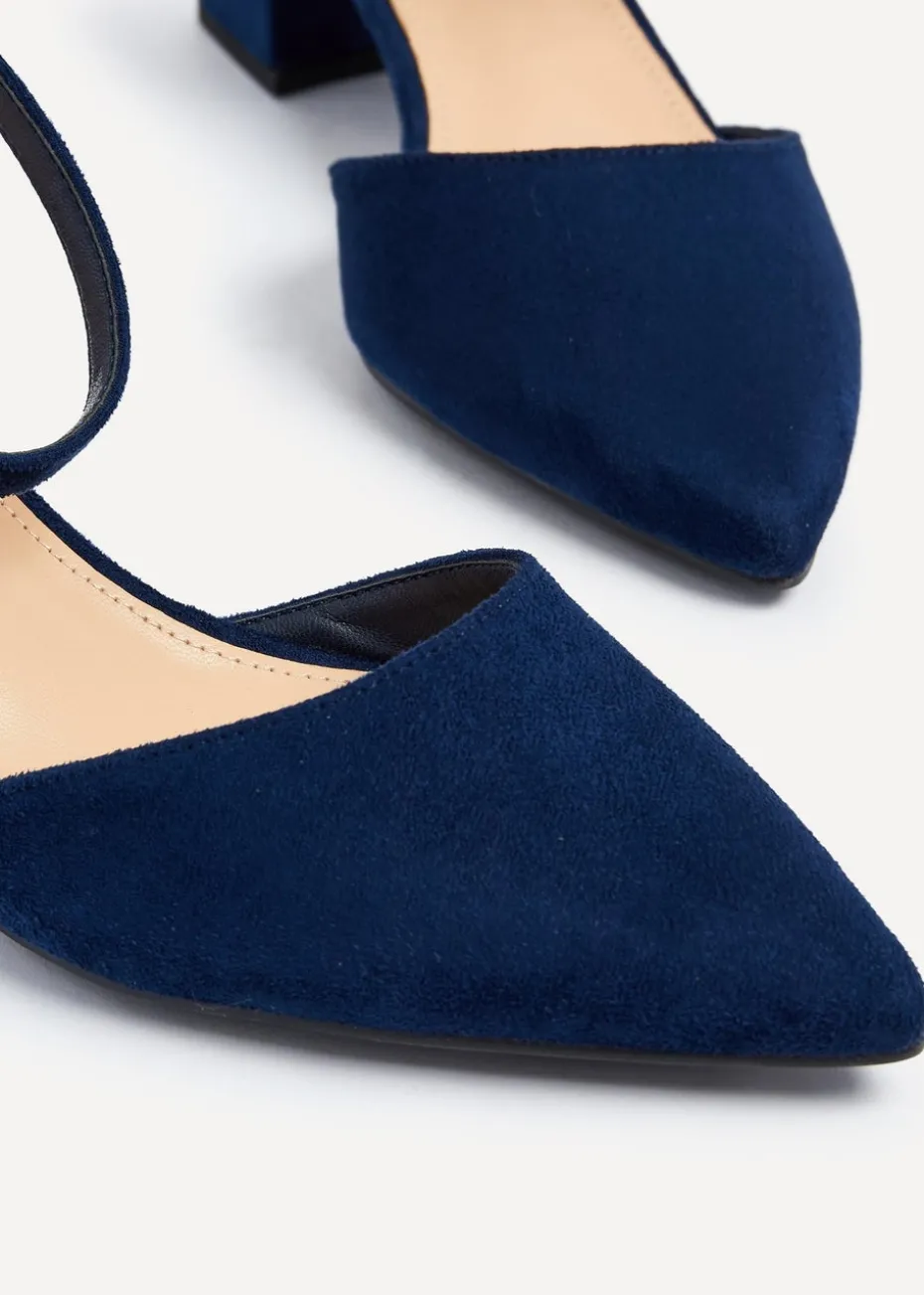 Linzi Suzy Wide Fit Navy Faux Suede Court Heel