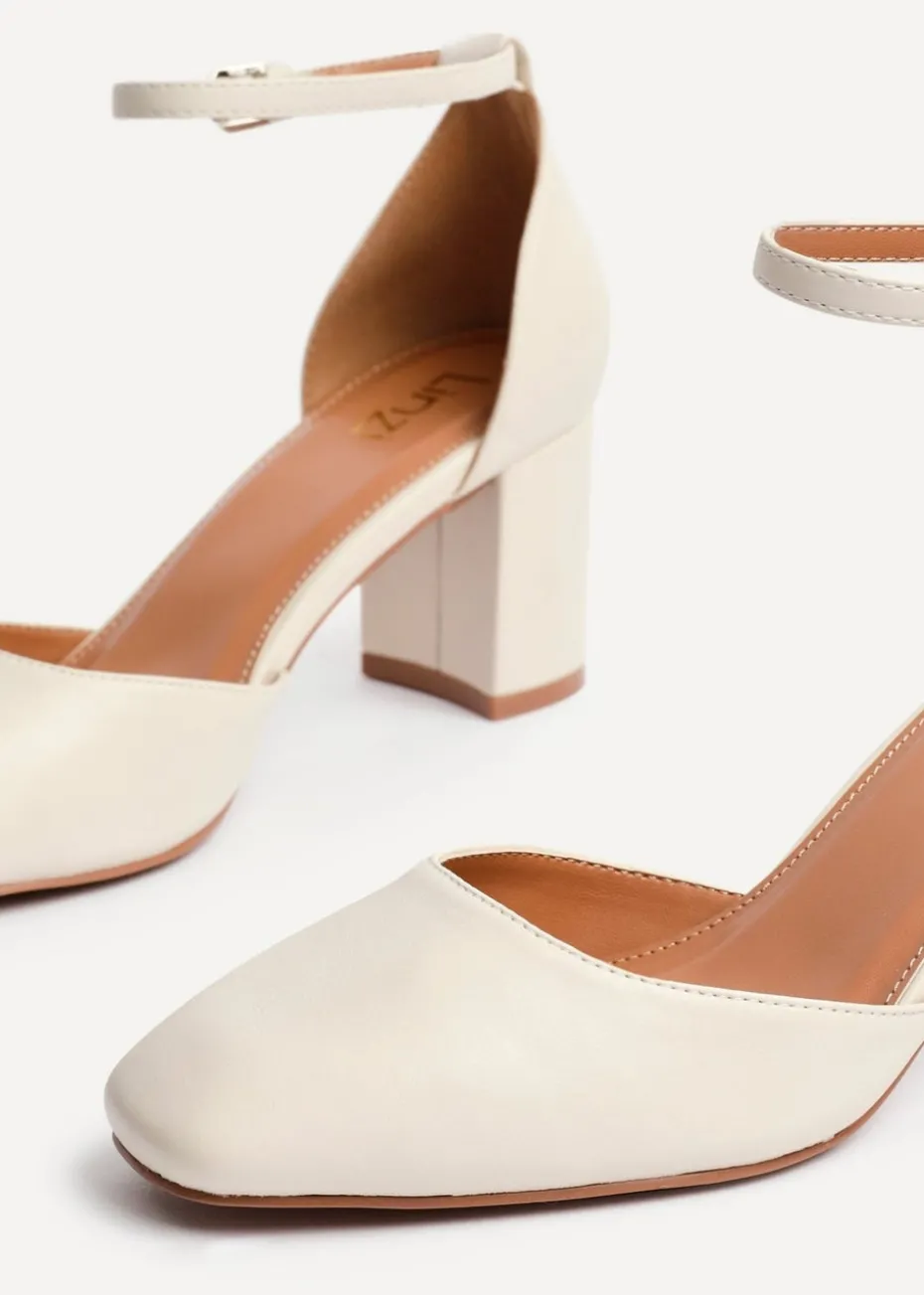 Linzi Sydney Sand Faux Leather Square Toe Court Heel