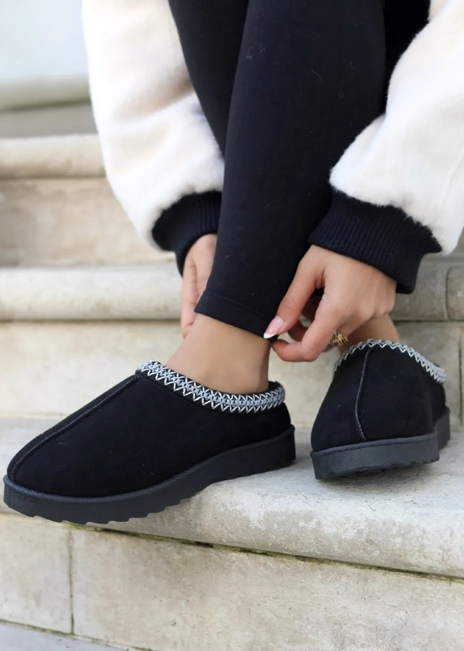 Linzi Tammy Black Suede Slipper