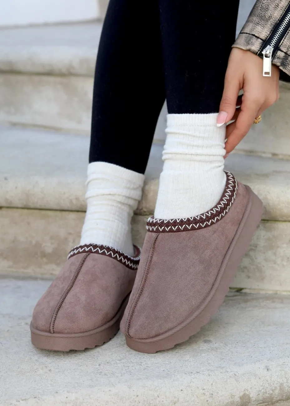 Linzi Tammy Mocha Suede Slipper