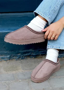 Linzi Tammy Mocha Suede Slipper