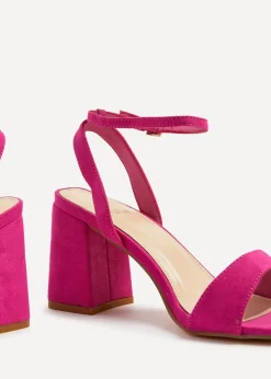 Linzi Tara Fuchsia Faux Suede Barely There Block Heeled Sandal