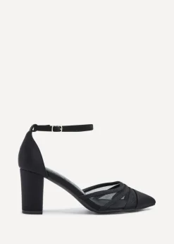 Linzi Tasha Black Scuba Block Court Heel