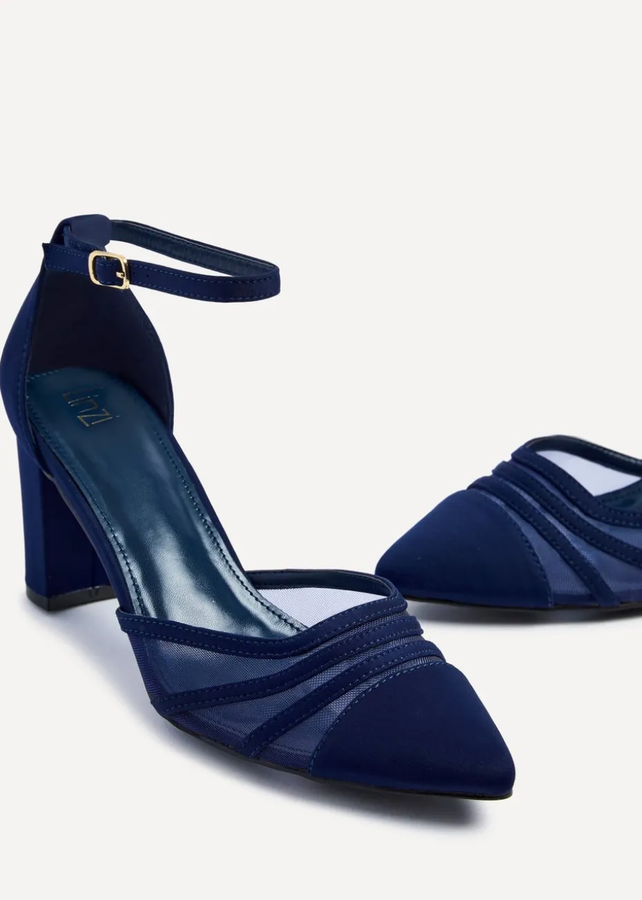 Linzi Tasha Navy Scuba Block Court Heel