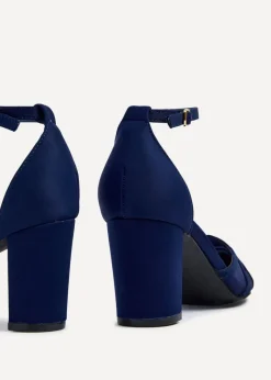 Linzi Tasha Navy Scuba Block Court Heel
