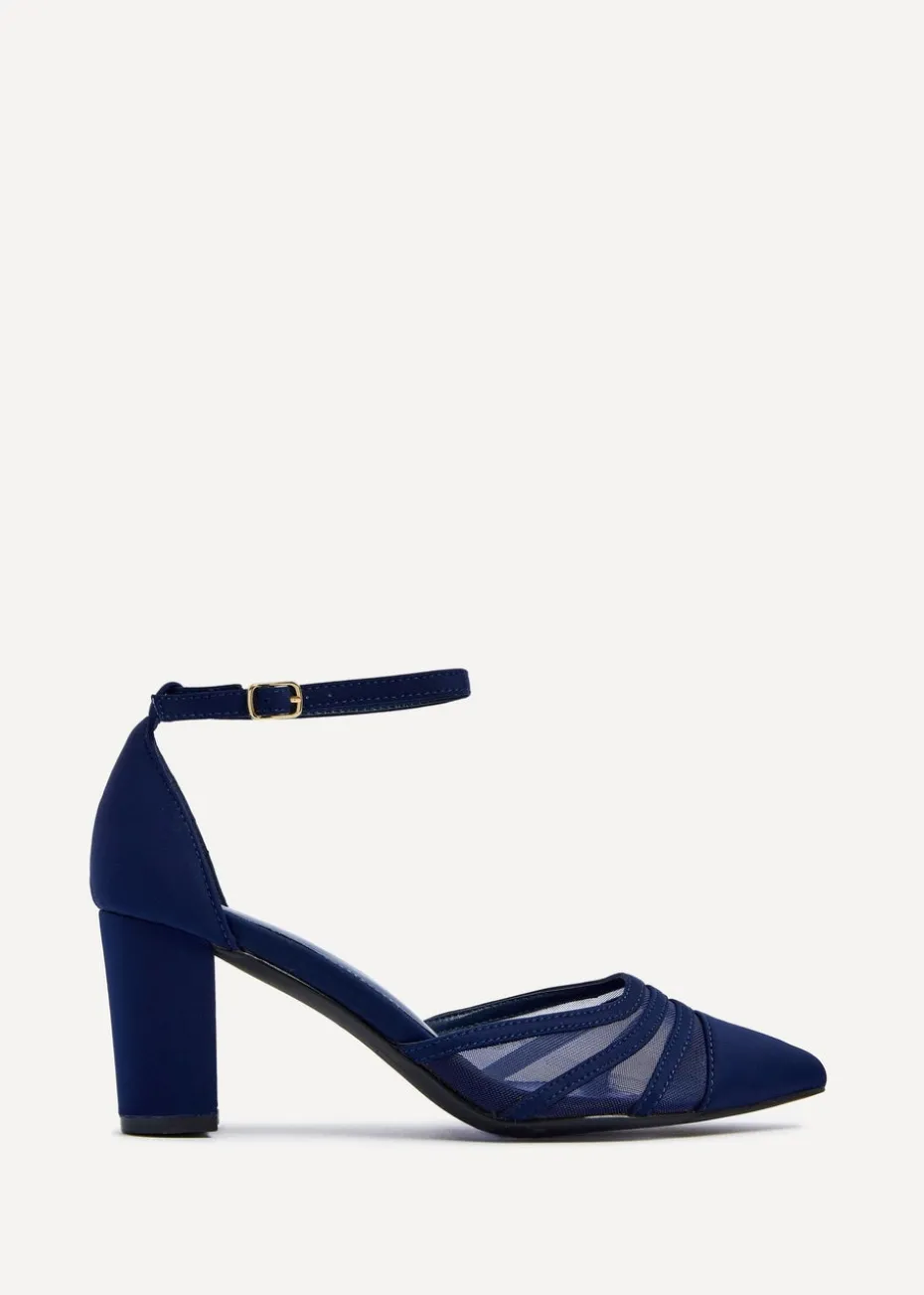 Linzi Tasha Navy Scuba Block Court Heel