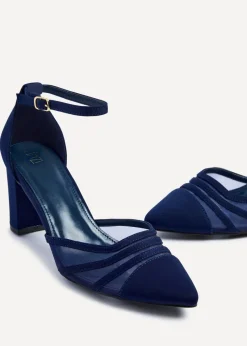 Linzi Tasha Navy Scuba Block Court Heel