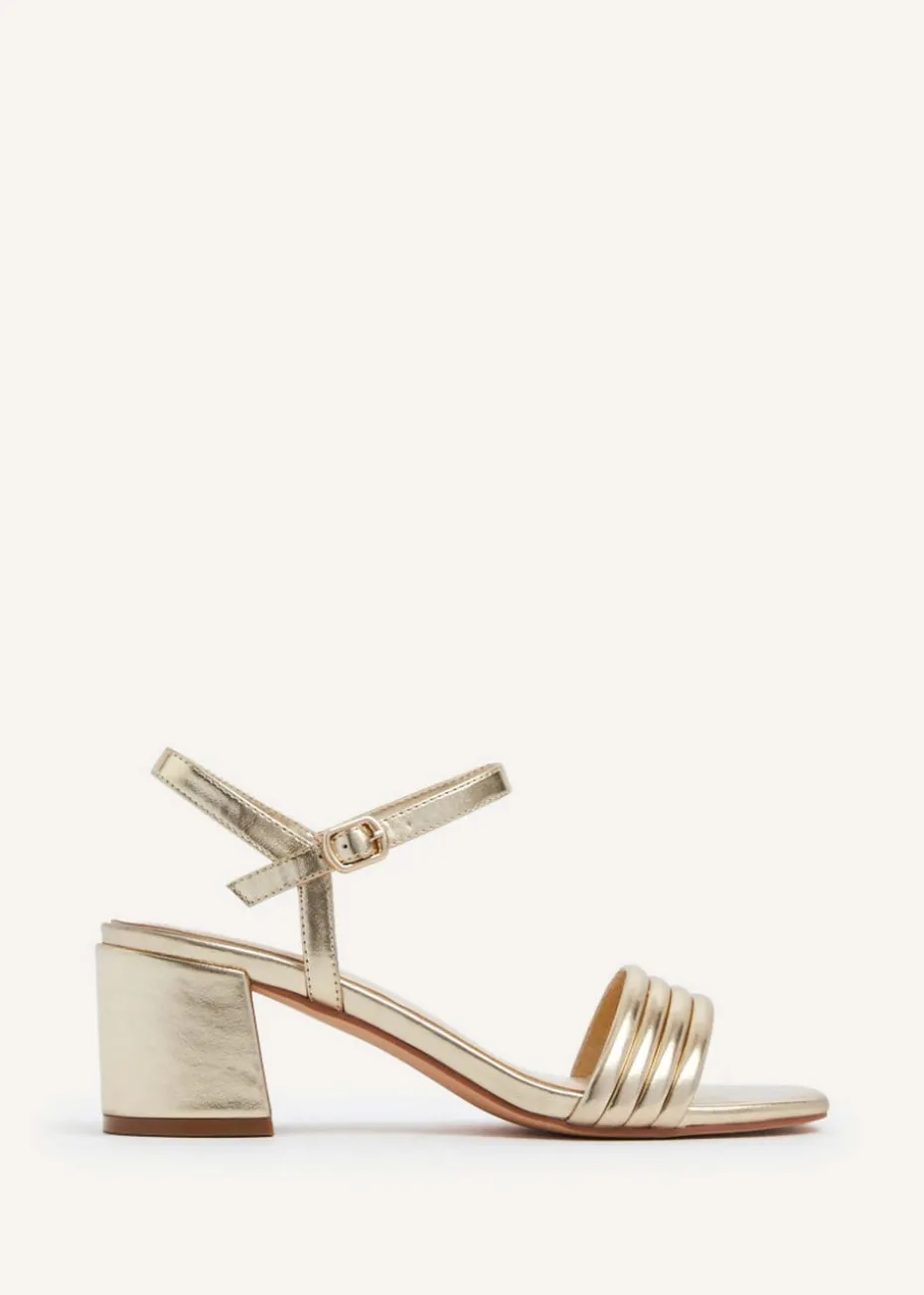 Linzi Toronto Gold Faux Leather Block Heeled Sandal