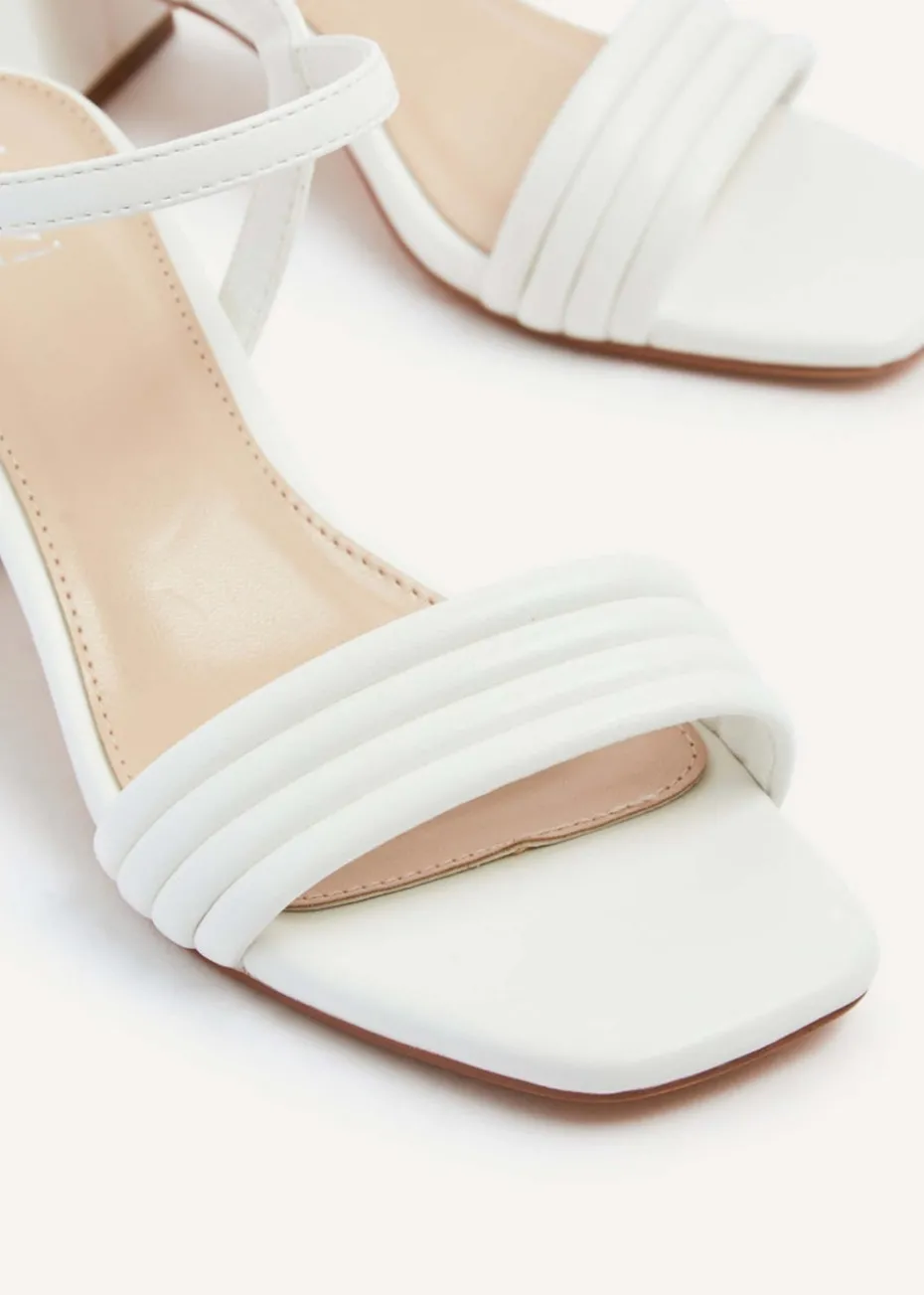 Linzi Toronto White Faux Leather Block Heeled Sandal