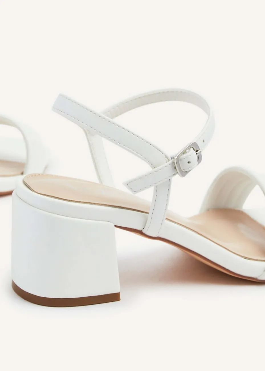 Linzi Toronto White Faux Leather Block Heeled Sandal