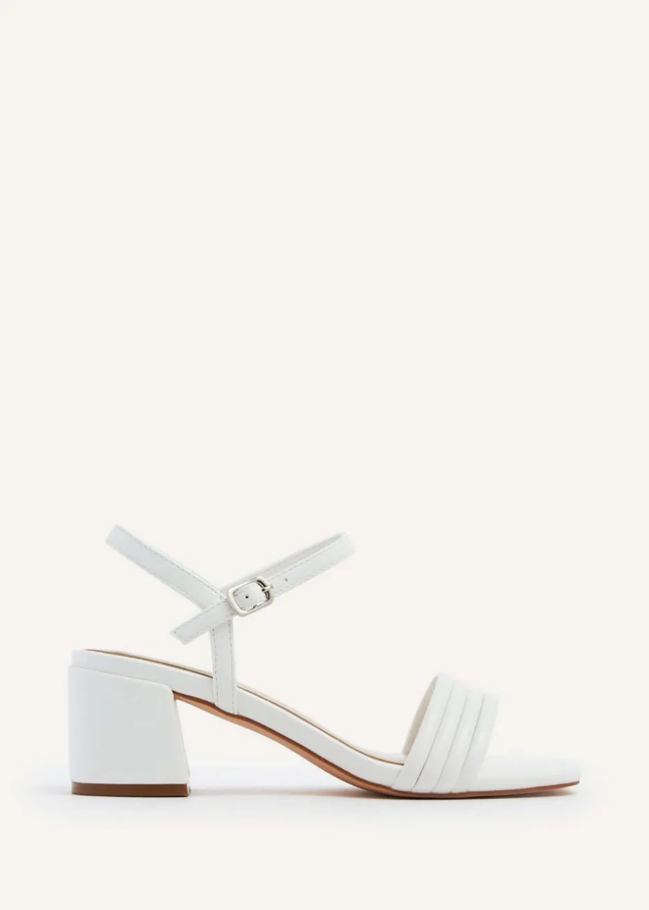 Linzi Toronto White Faux Leather Block Heeled Sandal