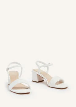Linzi Toronto White Faux Leather Block Heeled Sandal
