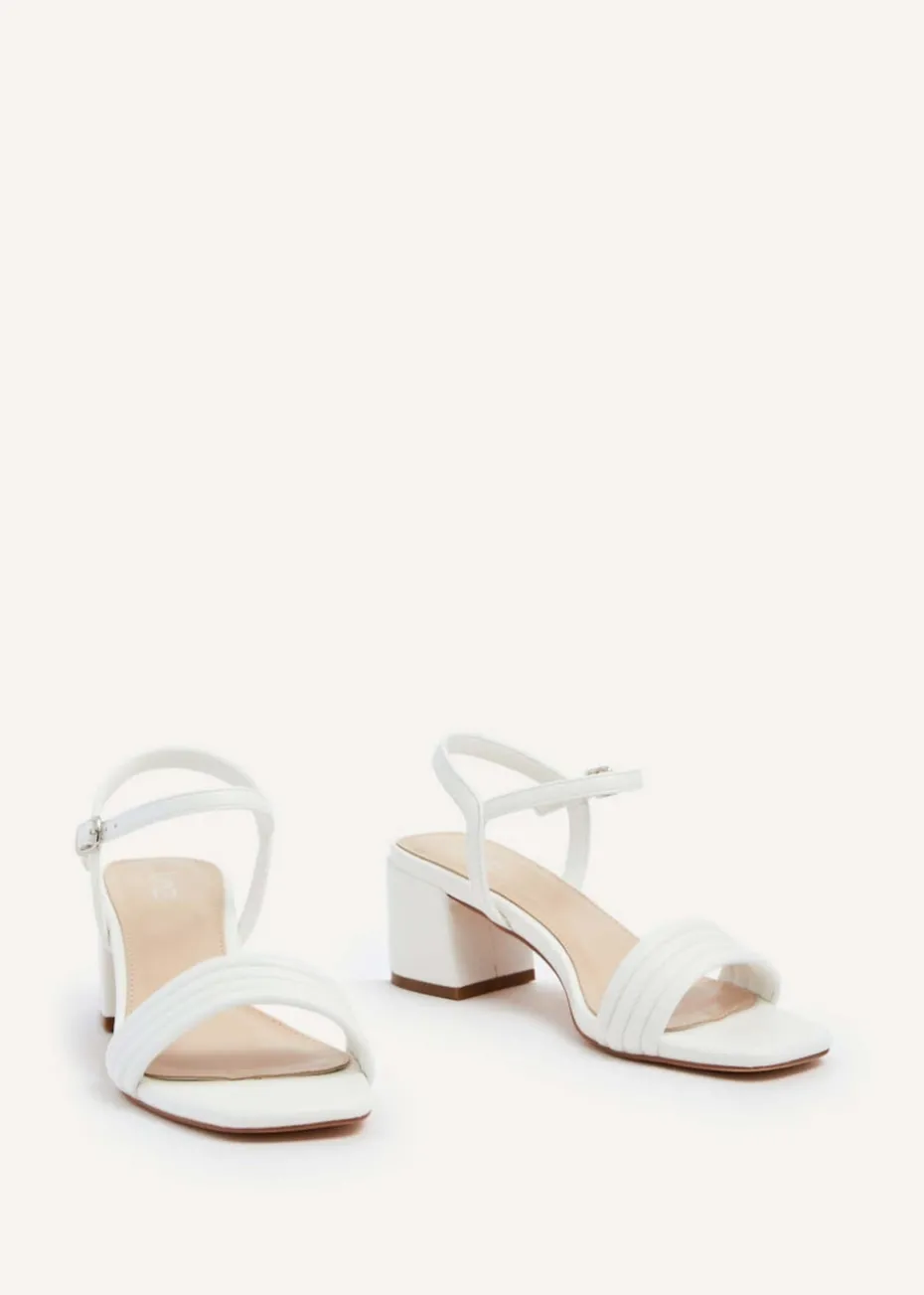 Linzi Toronto White Faux Leather Block Heeled Sandal