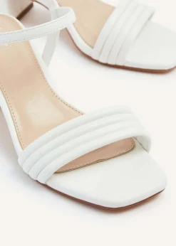 Linzi Toronto White Faux Leather Block Heeled Sandal