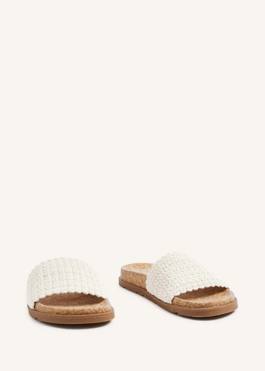 Linzi Ula Ivory Knitted Woven Cork Footbed Sandal