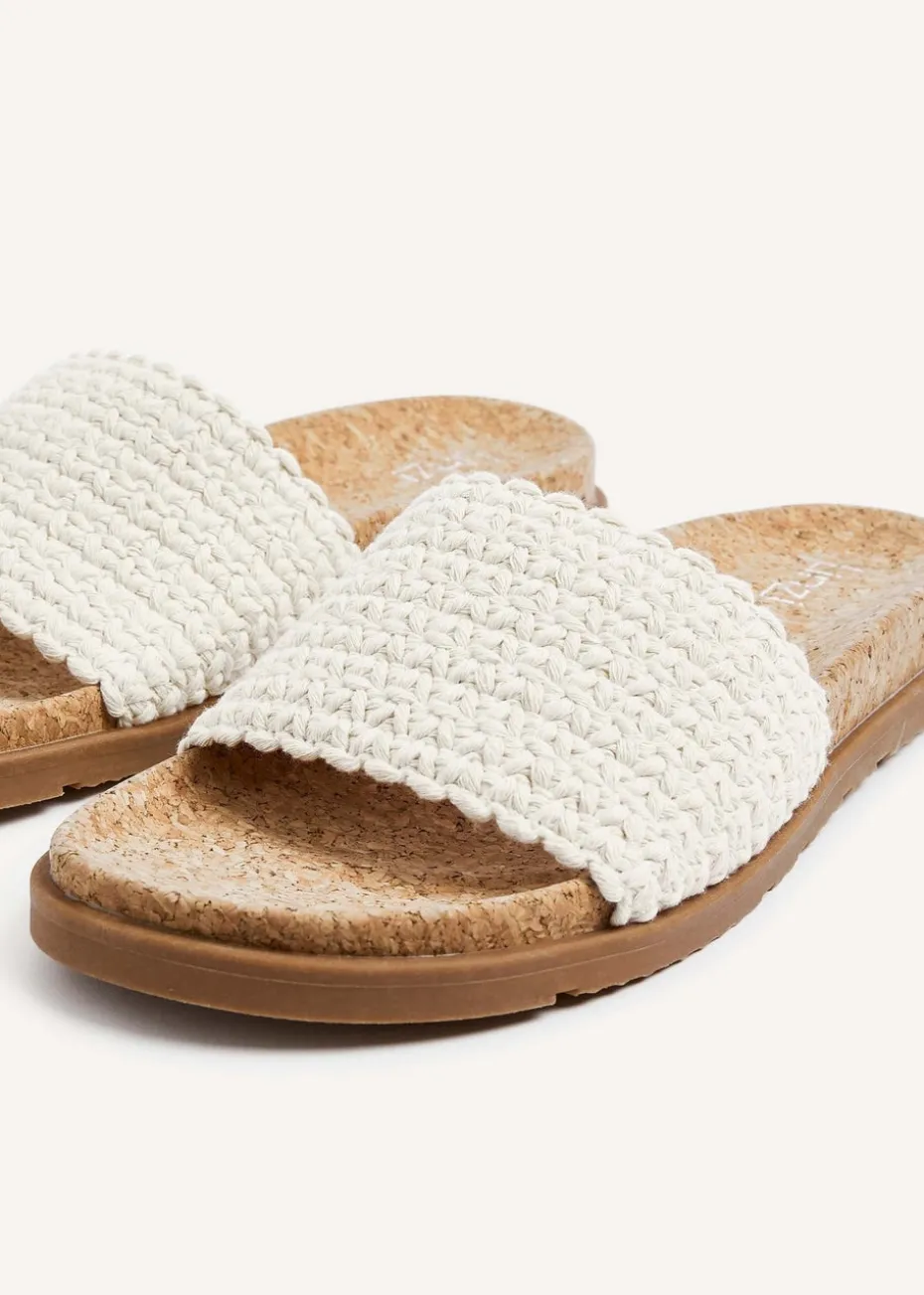 Linzi Ula Ivory Knitted Woven Cork Footbed Sandal