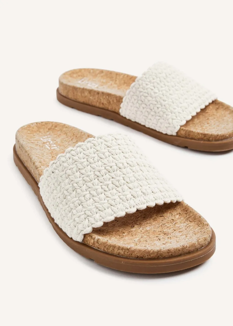 Linzi Ula Ivory Knitted Woven Cork Footbed Sandal