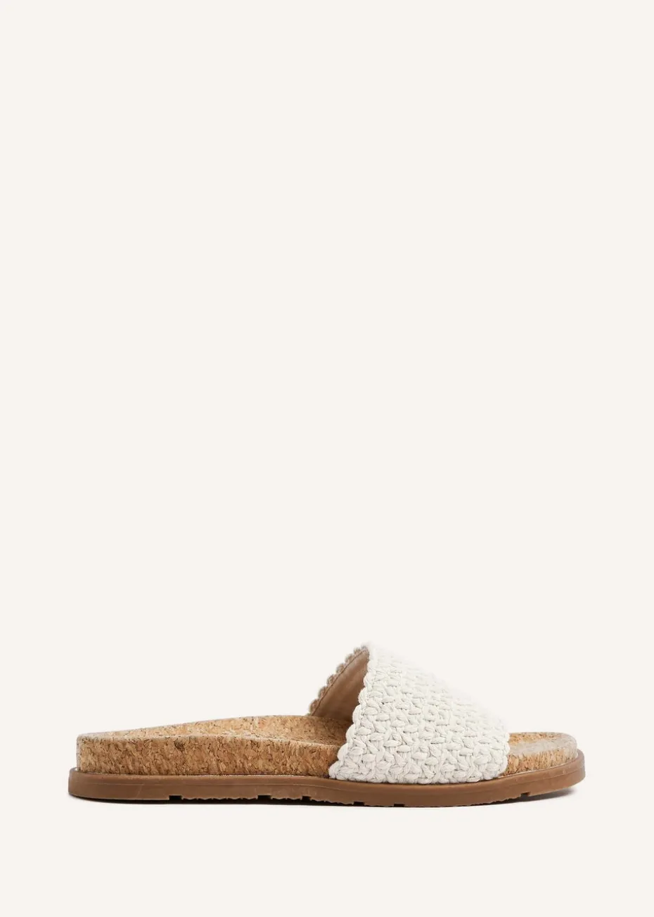 Linzi Ula Ivory Knitted Woven Cork Footbed Sandal