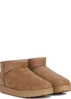 Linzi Ultra Mini Addy Chestnut Faux Suede Faux Fur Lined