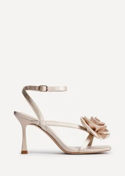 Linzi Valentine Champagne Satin Stiletto Heeled Sandals
