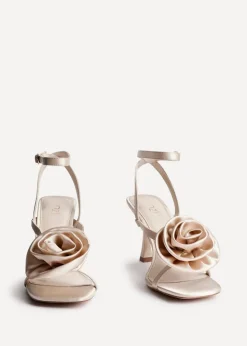 Linzi Valentine Champagne Satin Stiletto Heeled Sandals