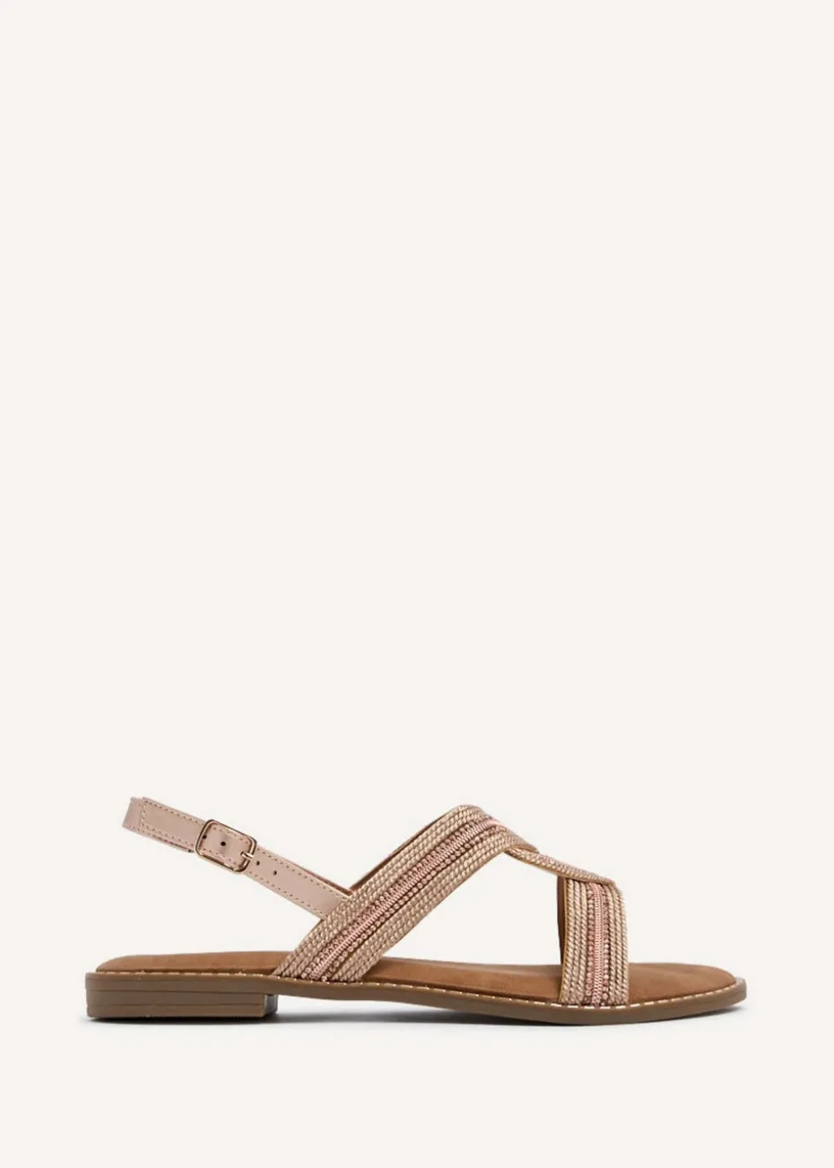Linzi Vasvi Rose Gold Intertwined Knitted Sandal