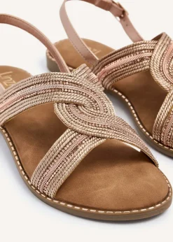 Linzi Vasvi Rose Gold Intertwined Knitted Sandal