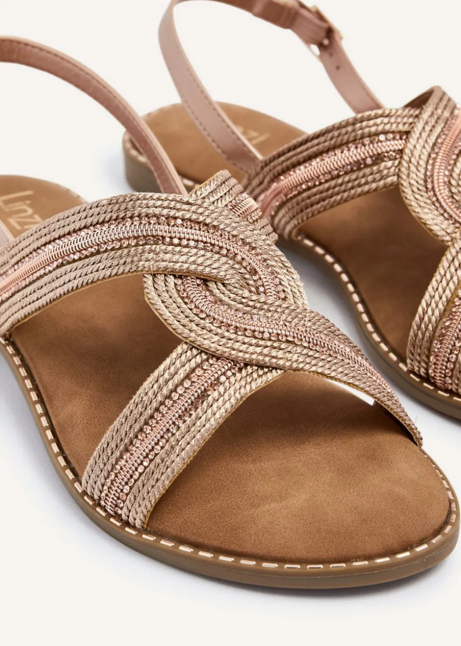 Linzi Vasvi Rose Gold Intertwined Knitted Sandal