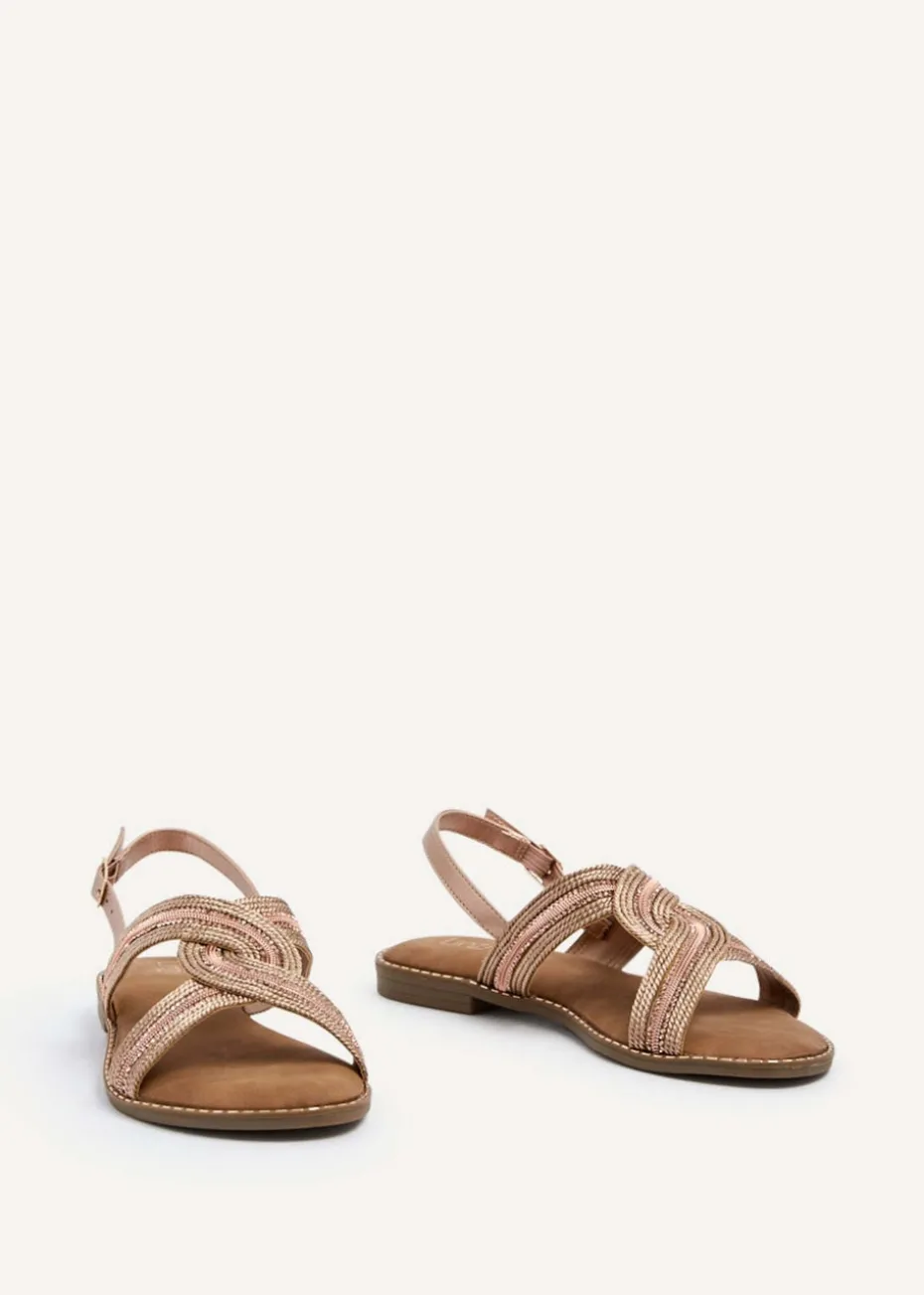 Linzi Vasvi Rose Gold Intertwined Knitted Sandal