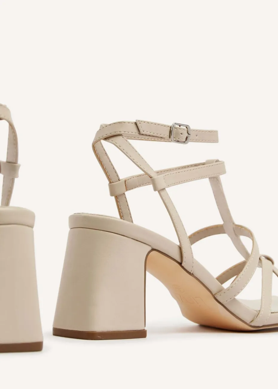 Linzi Velma Nude Faux Leather Gladiator Style Block Heel Sandal