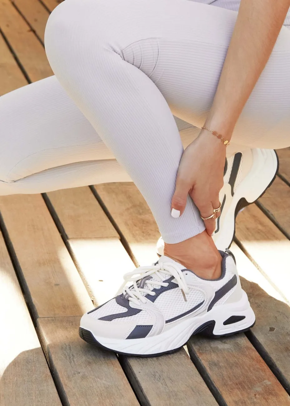 Linzi Venture Beige Mesh Effect Chunky Trainer