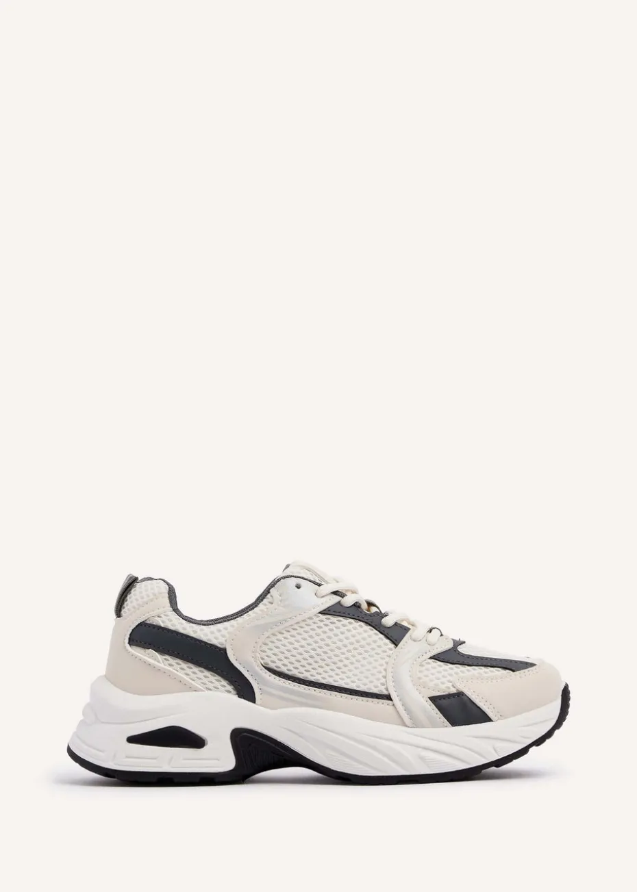 Linzi Venture Beige Mesh Effect Chunky Trainer