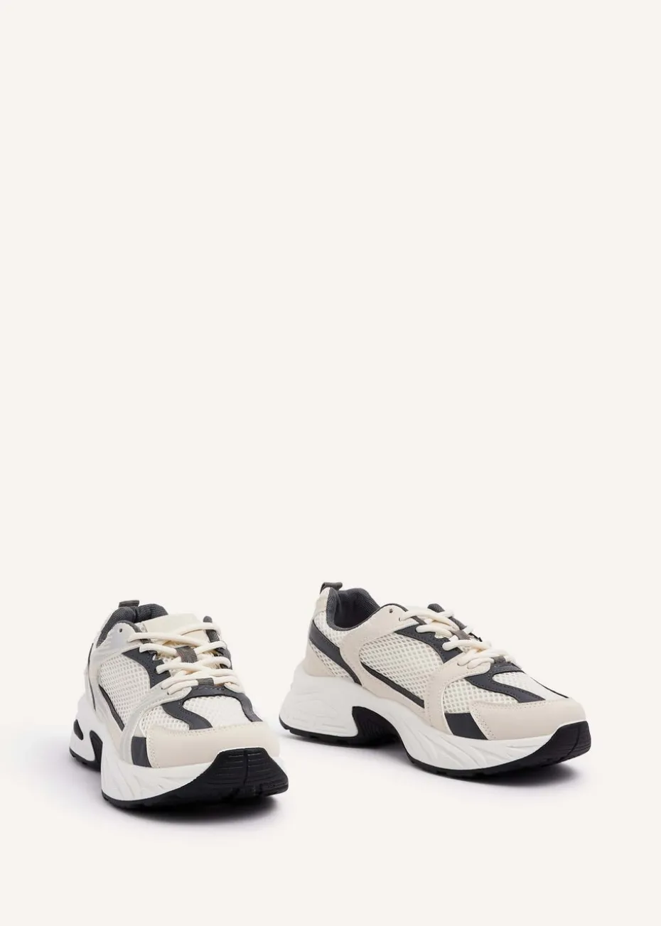 Linzi Venture Beige Mesh Effect Chunky Trainer