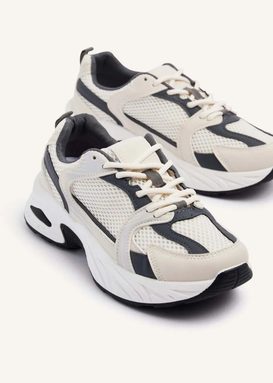 Linzi Venture Beige Mesh Effect Chunky Trainer