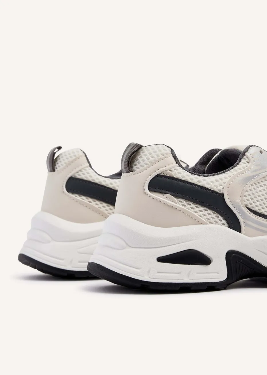 Linzi Venture Beige Mesh Effect Chunky Trainer