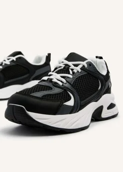 Linzi Venture Black Mesh Effect Chunky Trainer