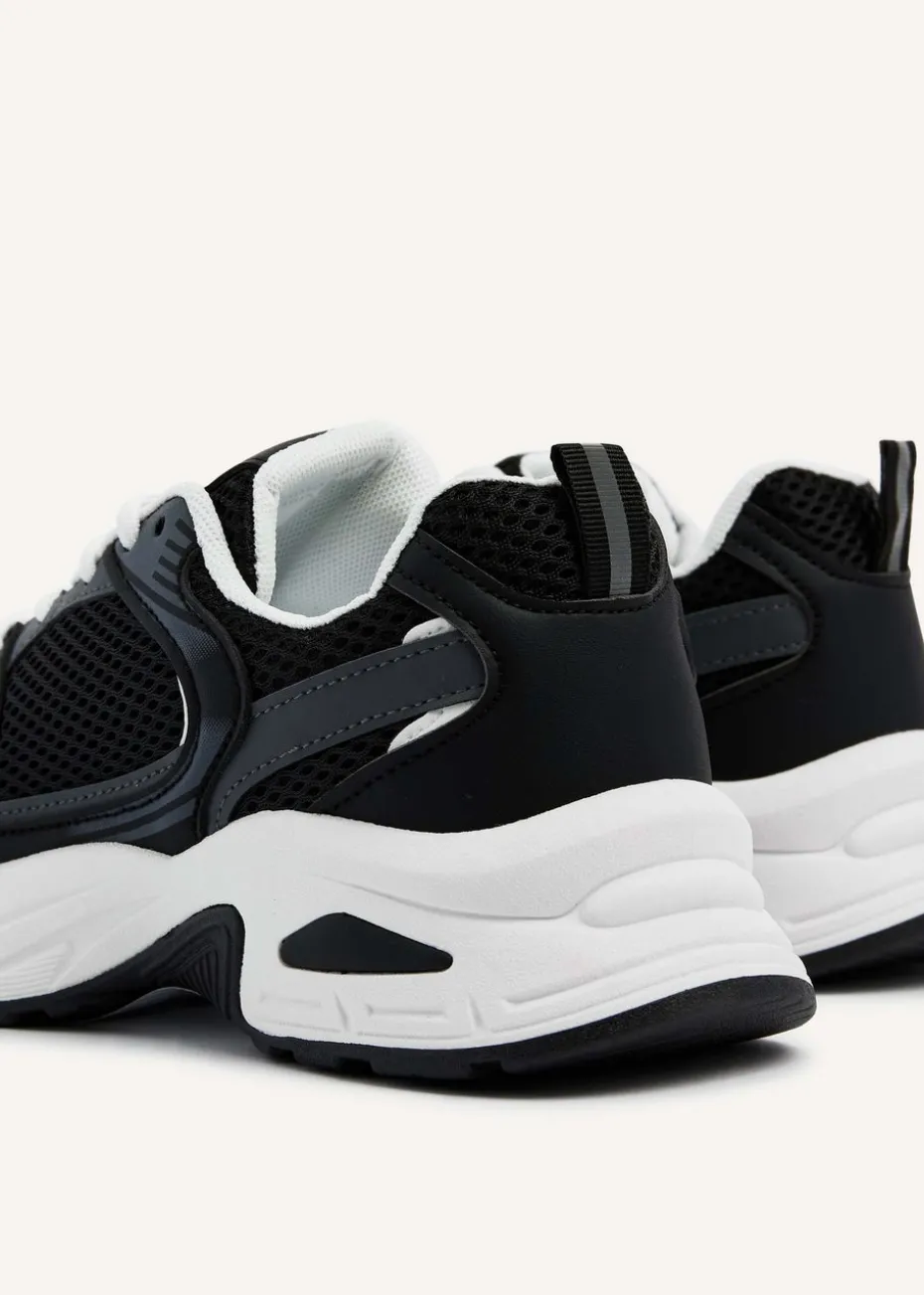 Linzi Venture Black Mesh Effect Chunky Trainer