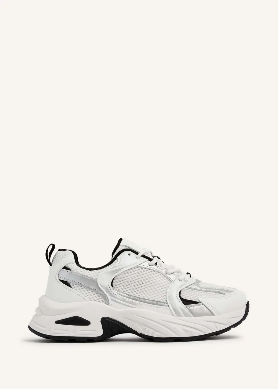 Linzi Venture White Mesh Effect Chunky Trainer