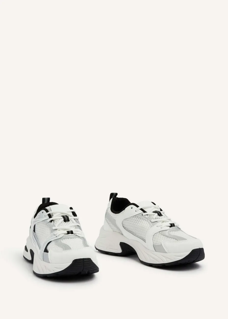 Linzi Venture White Mesh Effect Chunky Trainer