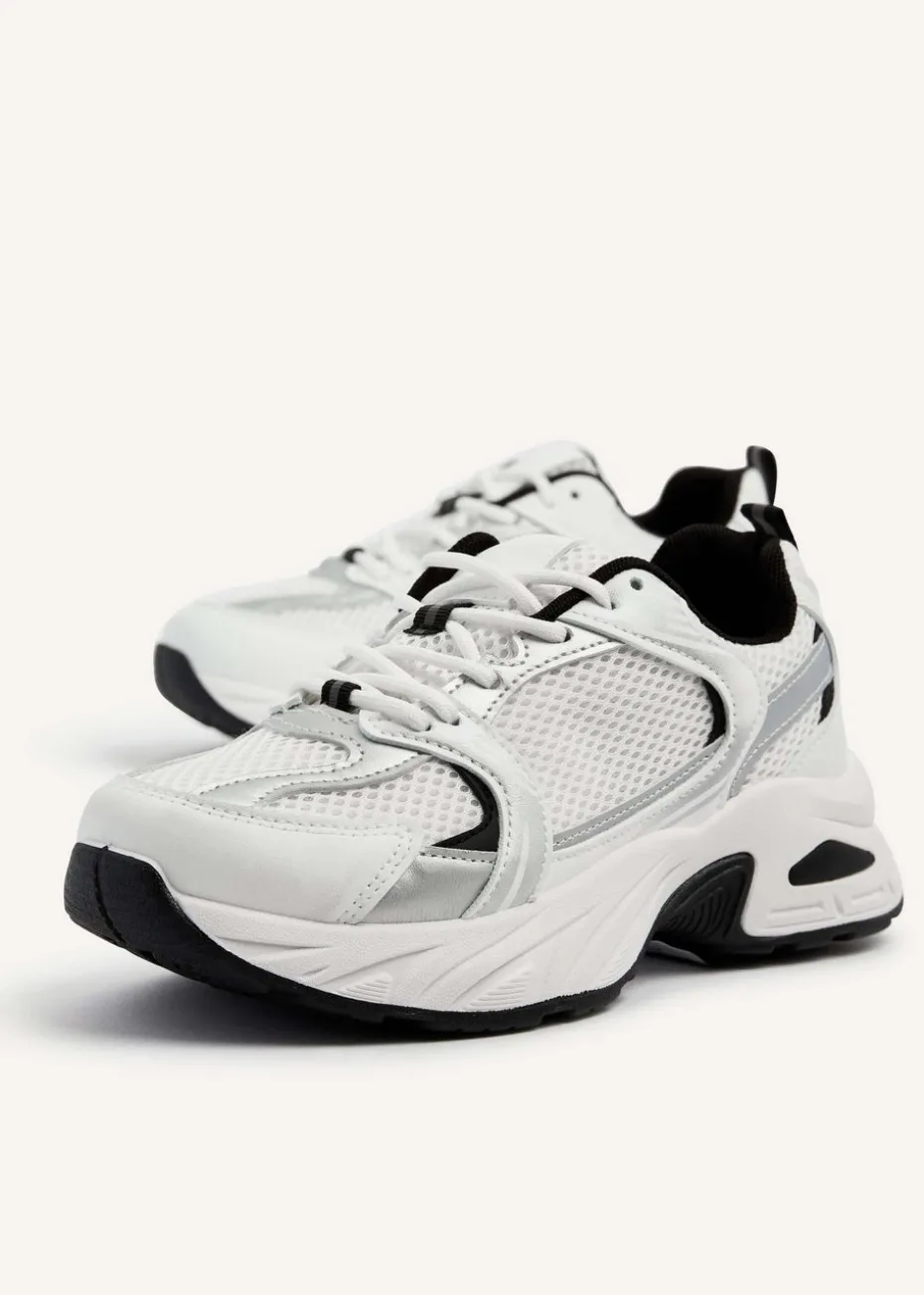 Linzi Venture White Mesh Effect Chunky Trainer
