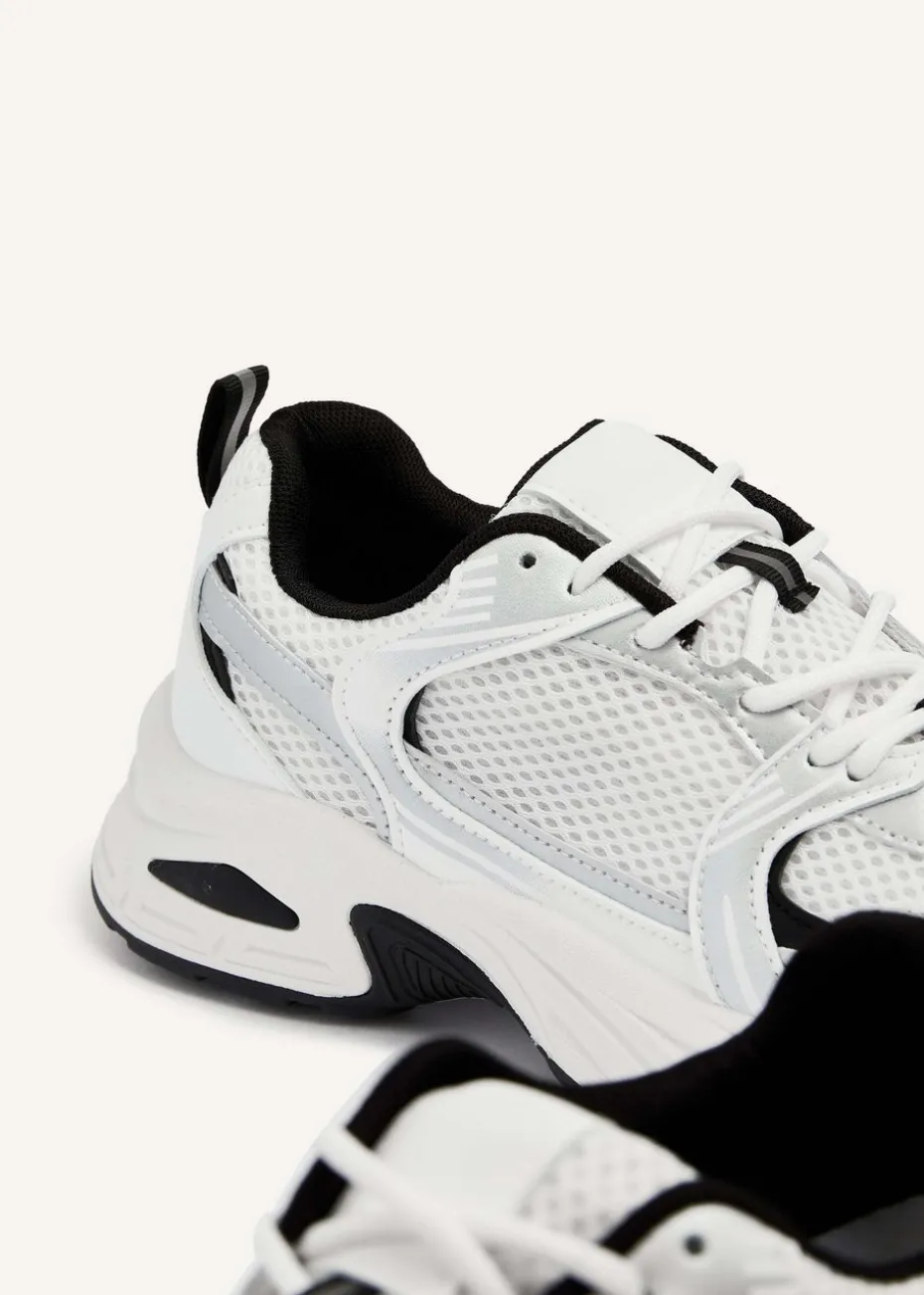 Linzi Venture White Mesh Effect Chunky Trainer