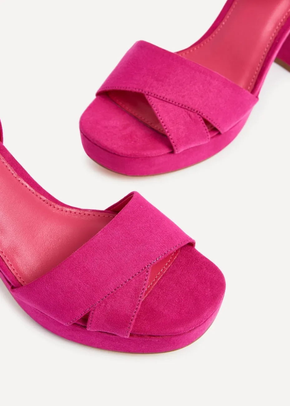 Linzi Verony Fuchsia Faux Suede Platform Block Heel