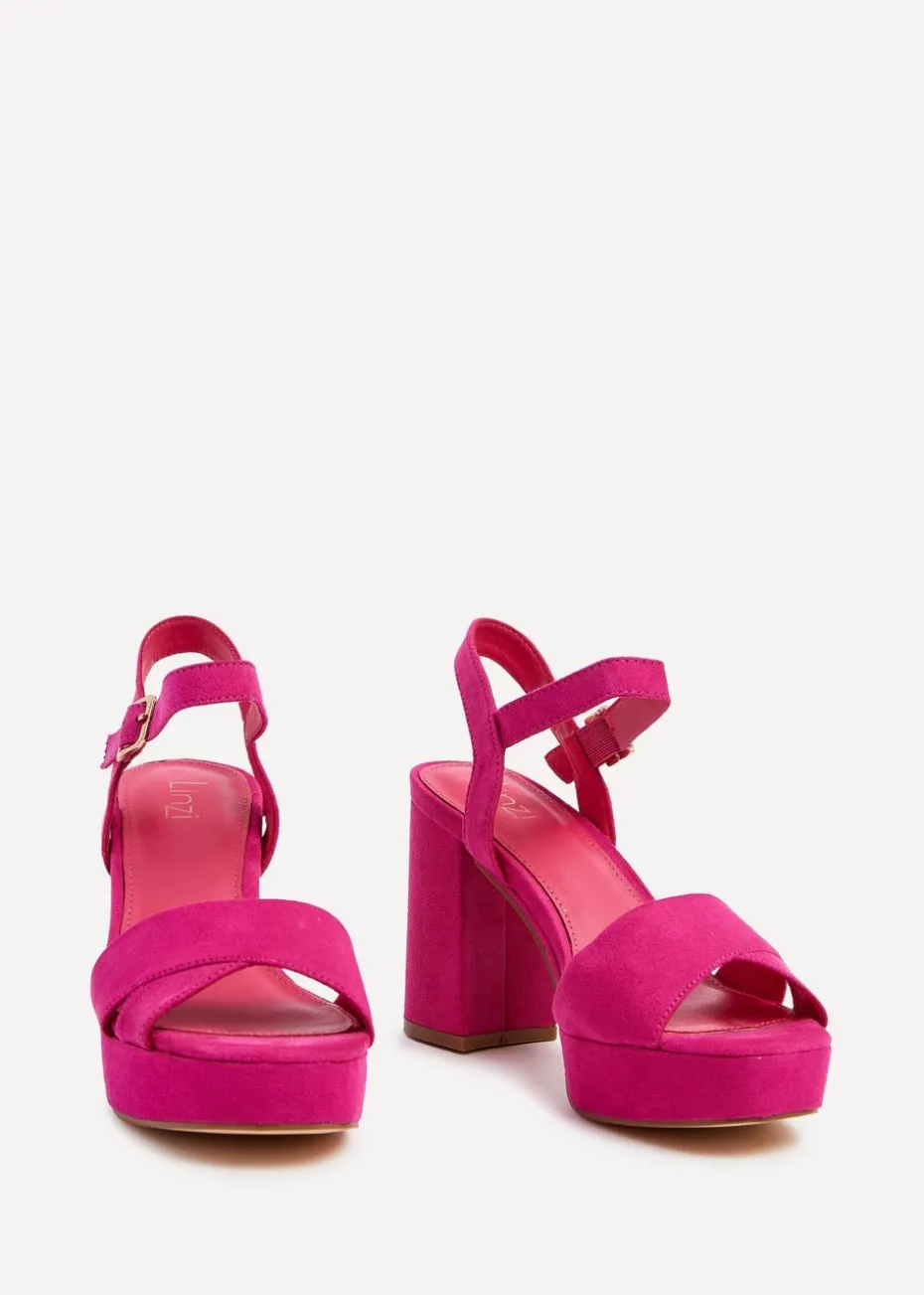 Linzi Verony Fuchsia Faux Suede Platform Block Heel